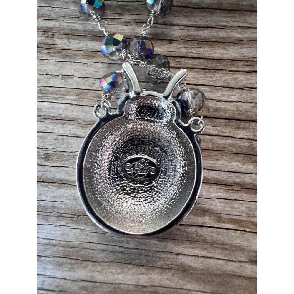 Kirks Folly purple ladybug locket necklace AB crystal beaded chain with Box - Picture 4 of 10